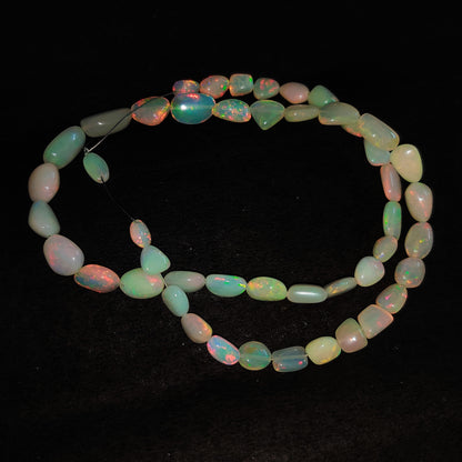 Natural Ethiopian Fire Opal Beads Strand | Multi-Color Opal Gemstone Beads for Jewelry Design