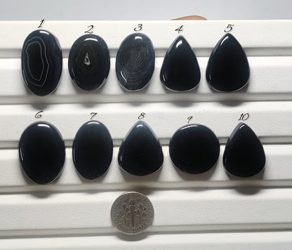 Natural Black Onyx Gemstone Cabochon | Deep Black Loose Stone for Jewelry Making | Bold Minimalist Gemstone