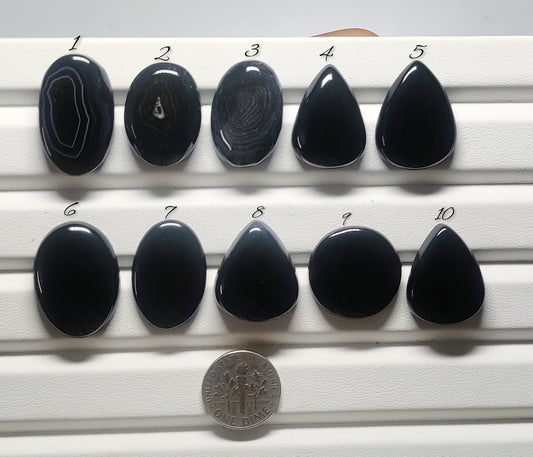 Natural Black Onyx Gemstone Cabochon | Deep Black Loose Stone for Jewelry Making | Bold Minimalist Gemstone