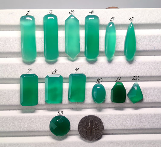 Natural Green Onyx Chalcedony Gemstone Cabochon | Rich Green Loose Stone for Jewelry Making | Artisan Polished