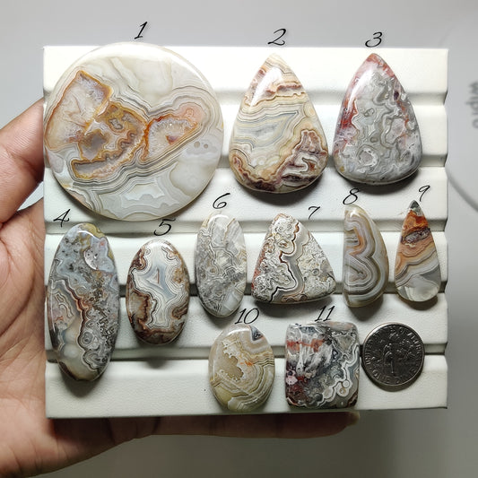 Crazy Lace Agate Cabochons for Jewelry Making | Natural Agate Gemstone | Loose Stones