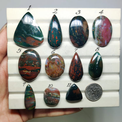 Bloodstone Gemstone for Jewelry Making | Natural Heliotrope Loose Stone | High Quality Cabochon | Wholesale Gemstone Supply