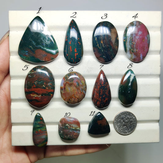 Bloodstone Gemstone for Jewelry Making | Natural Heliotrope Loose Stone | High Quality Cabochon | Wholesale Gemstone Supply