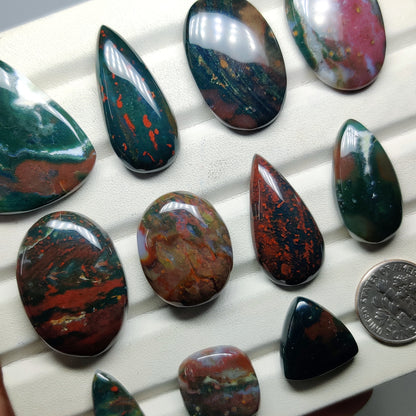 Bloodstone Gemstone for Jewelry Making | Natural Heliotrope Loose Stone | High Quality Cabochon | Wholesale Gemstone Supply