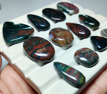 Bloodstone Gemstone for Jewelry Making | Natural Heliotrope Loose Stone | High Quality Cabochon | Wholesale Gemstone Supply
