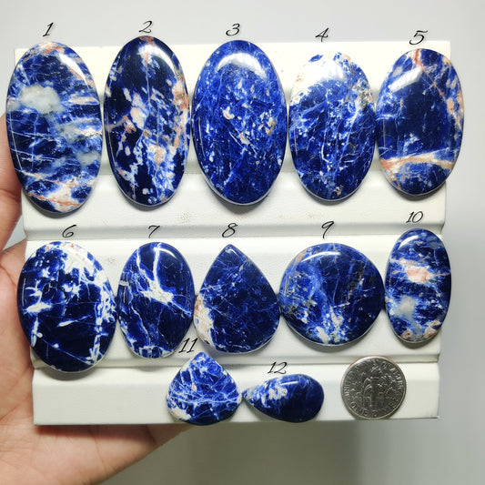 Premium Natural Sodalite Gemstone for Jewelry Making | Deep Blue Polished Loose Stones | Multiple Sizes Available
