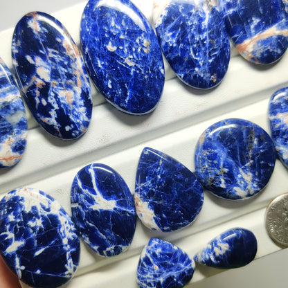 Premium Natural Sodalite Gemstone for Jewelry Making | Deep Blue Polished Loose Stones | Multiple Sizes Available