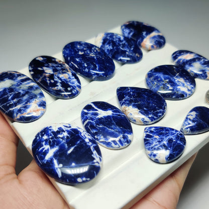 Premium Natural Sodalite Gemstone for Jewelry Making | Deep Blue Polished Loose Stones | Multiple Sizes Available