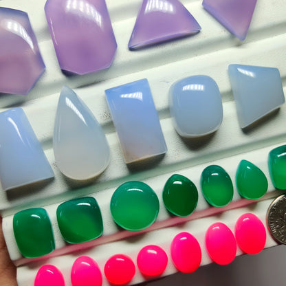 Chalcedony Cabochons for Jewelry Making | Natural Chalcedony Gemstone | Loose Stones