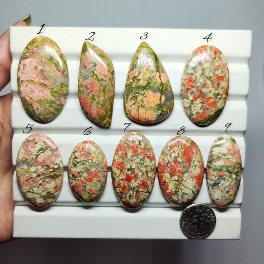 Natural Unakite Cabochons for Jewelry Making | Green Orange  Gemstone | Smooth Polished Stones | Multiple Shapes Sizes Available