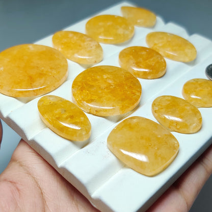 Natural Yellow Aventurine Cabochons for Jewelry Making | Golden Quartz Gemstone | Smooth Polished Stones | Multiple Sizes Shapes