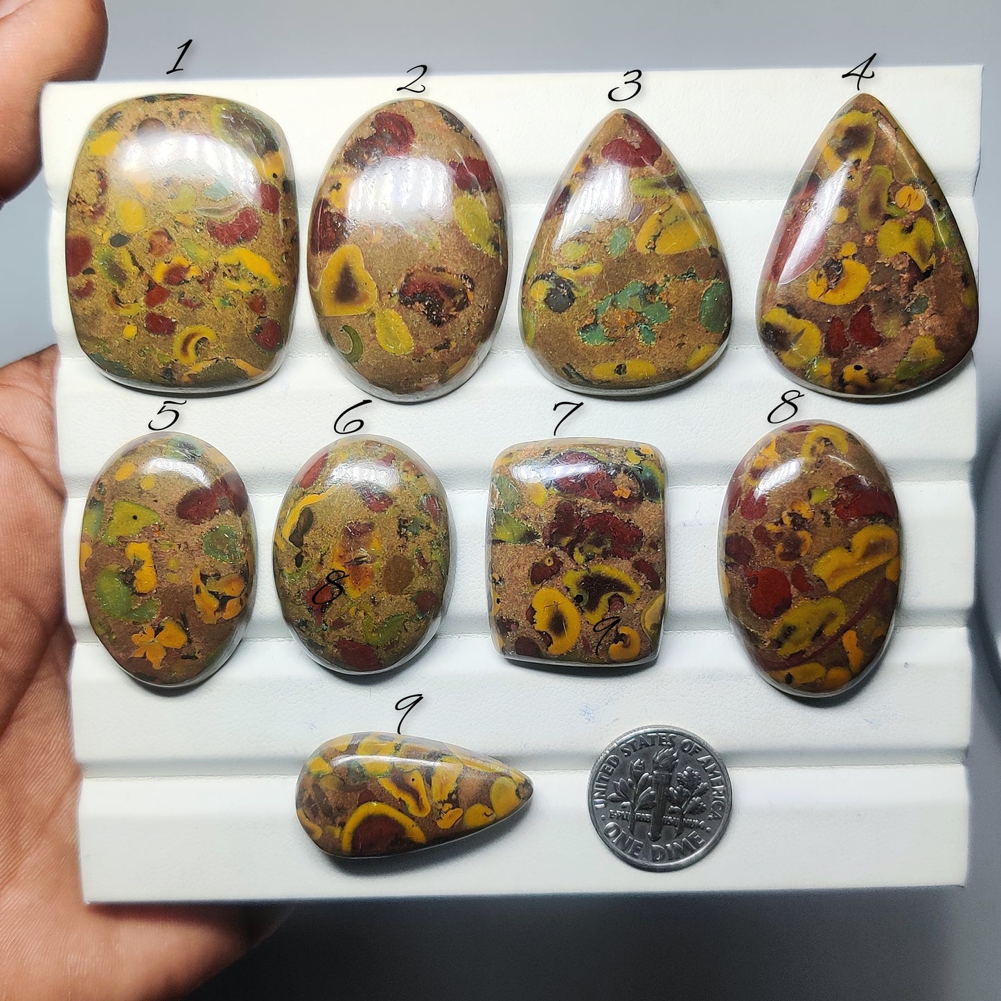 Fruit Jasper Gemstone Cabochons Natural Fruit Jasper Cabochons for Jewelry Making, Loose Jasper Stones, High Quality Polished Gems