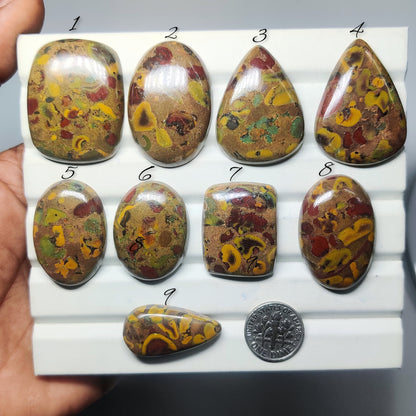 Fruit Jasper Gemstone Cabochons Natural Fruit Jasper Cabochons for Jewelry Making, Loose Jasper Stones, High Quality Polished Gems