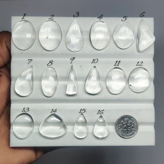 Crystal Quartz Gemstone Cabochons Natural Crystal Quartz Cabochons for Jewelry Making, Loose Clear Quartz Stones, High Quality Polished Gems