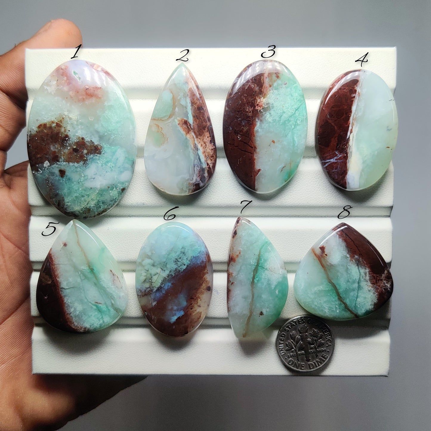Aquaprase Gemstone Cabochons Natural Aquaprase Cabochons for Jewelry Making, Loose Aquaprase Stones, High Quality Polished Gems