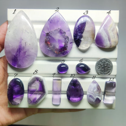 Super Seven Amethyst Gemstone Cabochons Natural Amethyst Cabochons for Jewelry Making, Loose Purple Amethyst Stones, High Quality Polished Gems