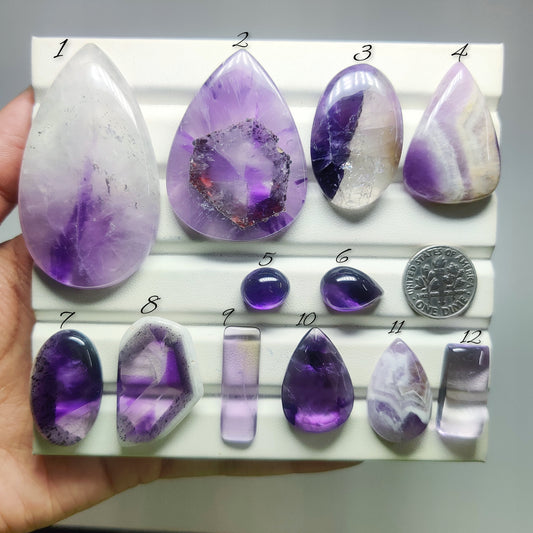 Super Seven Amethyst Gemstone Cabochons Natural Amethyst Cabochons for Jewelry Making, Loose Purple Amethyst Stones, High Quality Polished Gems