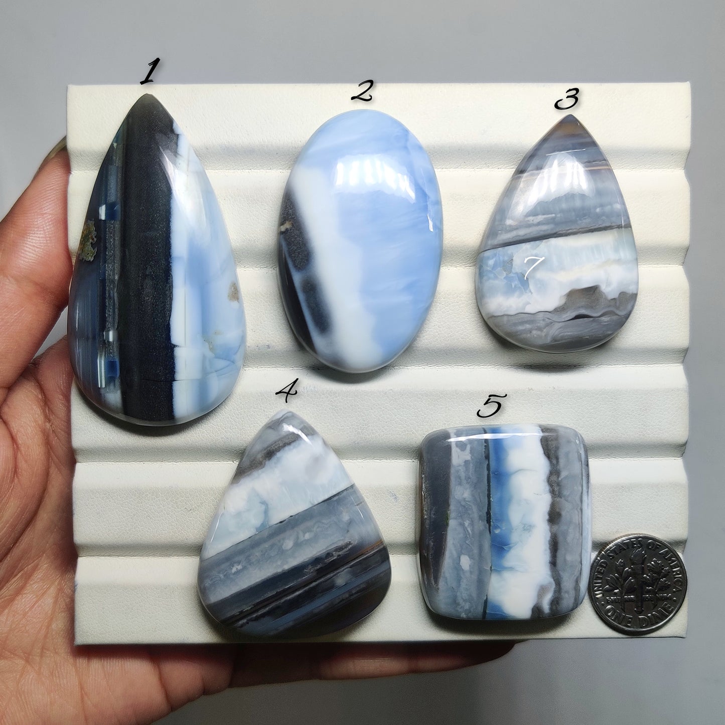 Blue Opal Gemstone Cabochons Natural Blue Opal Cabochons for Jewelry Making, Loose Blue Opal Stones, High Quality Polished Gems