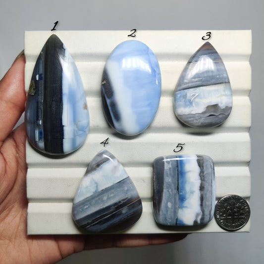 Blue Opal Gemstone Cabochons Natural Blue Opal Cabochons for Jewelry Making, Loose Blue Opal Stones, High Quality Polished Gems