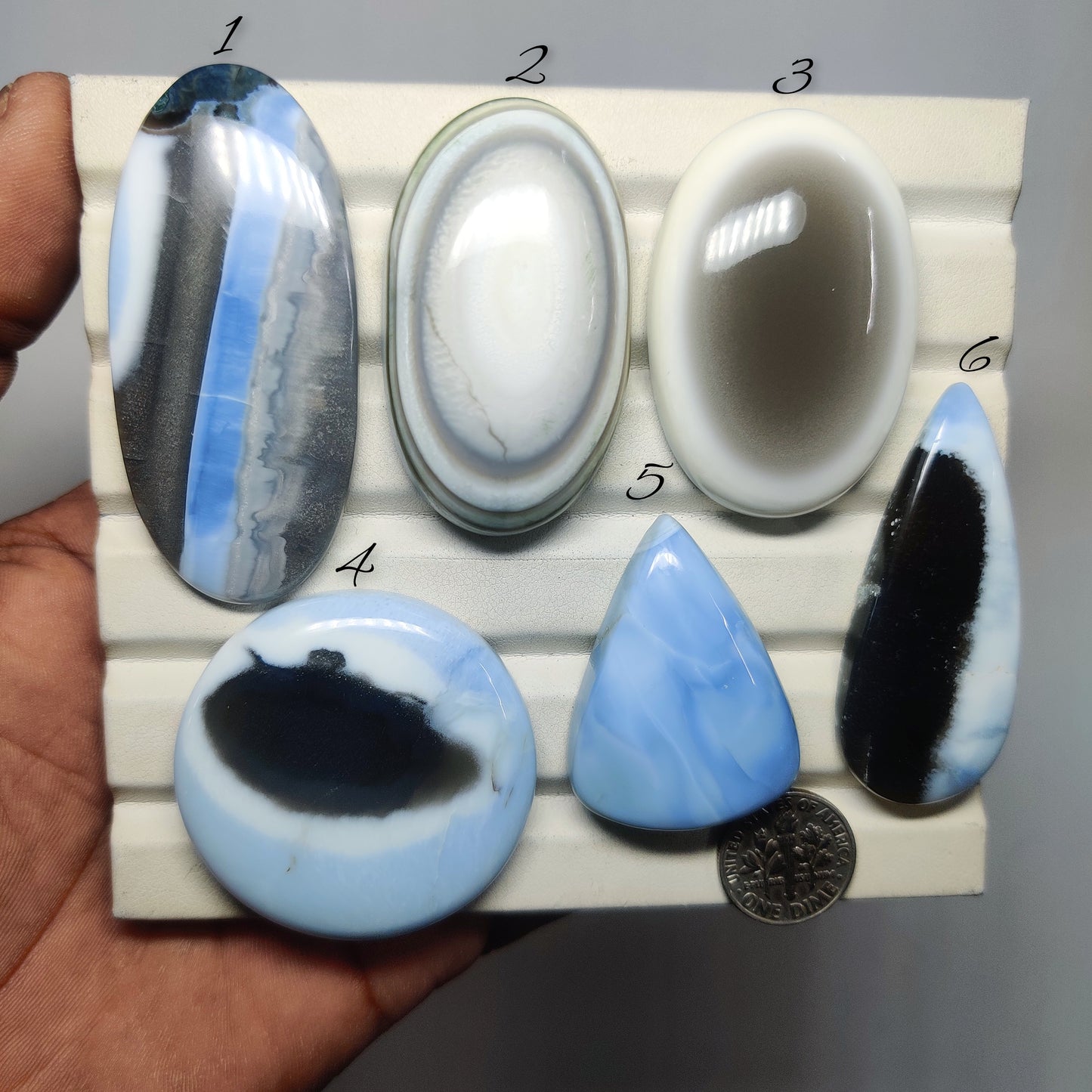 Natural Blue Opal Gemstone Cabochons | Smooth Blue Stone for Rings, Pendants
