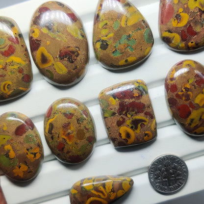 Fruit Jasper Gemstone Cabochons Natural Fruit Jasper Cabochons for Jewelry Making, Loose Jasper Stones, High Quality Polished Gems