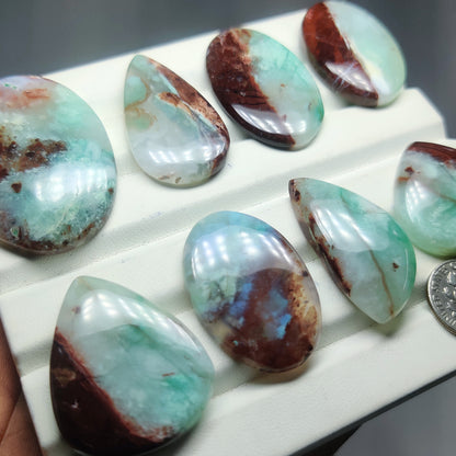 Aquaprase Gemstone Cabochons Natural Aquaprase Cabochons for Jewelry Making, Loose Aquaprase Stones, High Quality Polished Gems