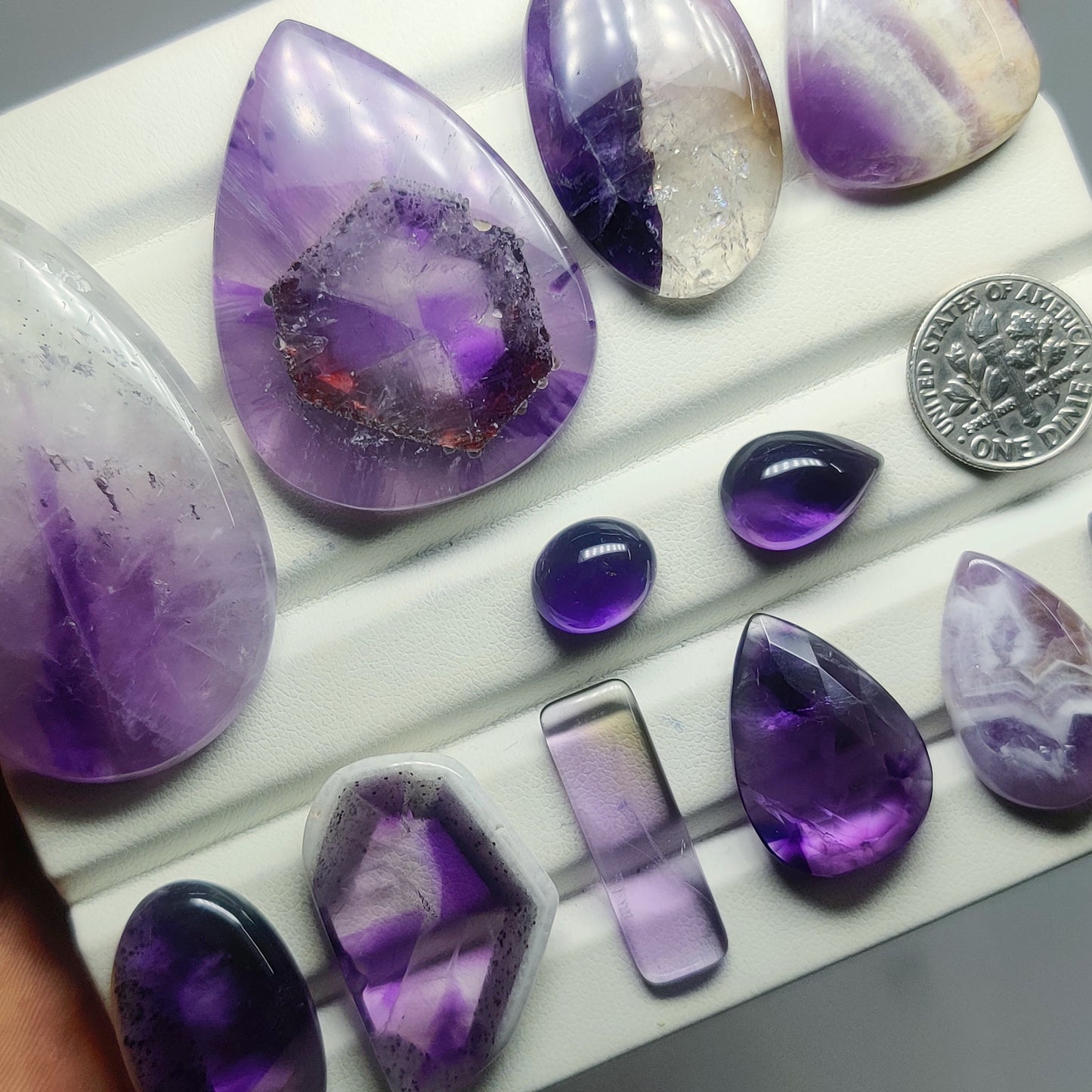 Super Seven Amethyst Gemstone Cabochons Natural Amethyst Cabochons for Jewelry Making, Loose Purple Amethyst Stones, High Quality Polished Gems
