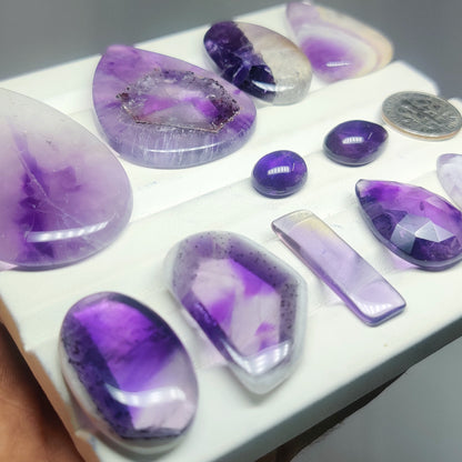 Super Seven Amethyst Gemstone Cabochons Natural Amethyst Cabochons for Jewelry Making, Loose Purple Amethyst Stones, High Quality Polished Gems