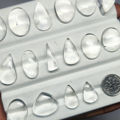 Crystal Quartz Gemstone Cabochons Natural Crystal Quartz Cabochons for Jewelry Making, Loose Clear Quartz Stones, High Quality Polished Gems
