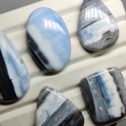 Blue Opal Gemstone Cabochons Natural Blue Opal Cabochons for Jewelry Making, Loose Blue Opal Stones, High Quality Polished Gems