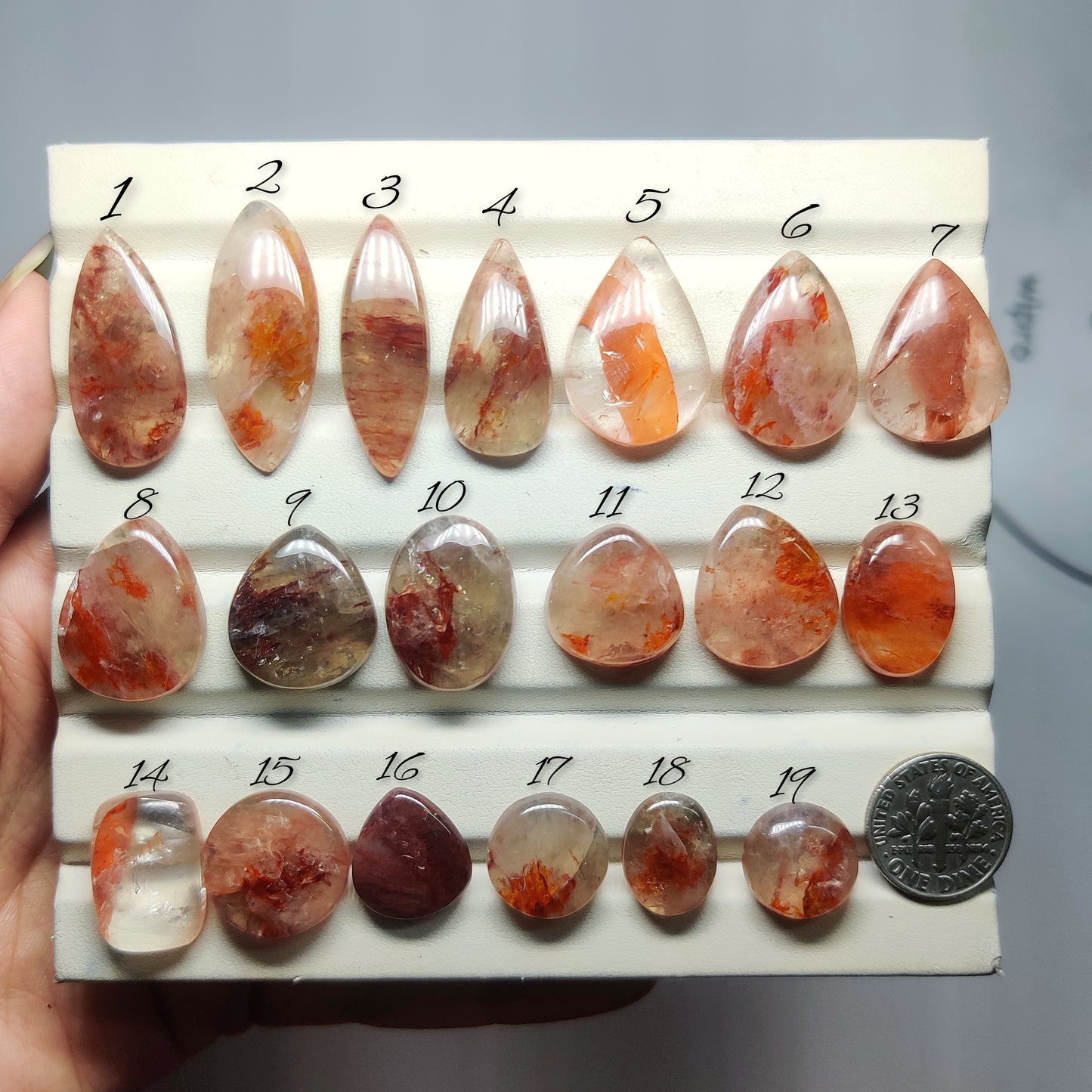 Hematite Quartz Gemstone Cabochons Natural Hematite Quartz Cabochons for Jewelry Making, Loose Quartz Stones, High Quality Polished Gems