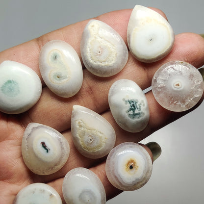 Solar Quartz Gemstone Cabochons Natural Solar Quartz Cabochons for Jewelry Making, Loose Quartz Stones, High Quality Polished Gems