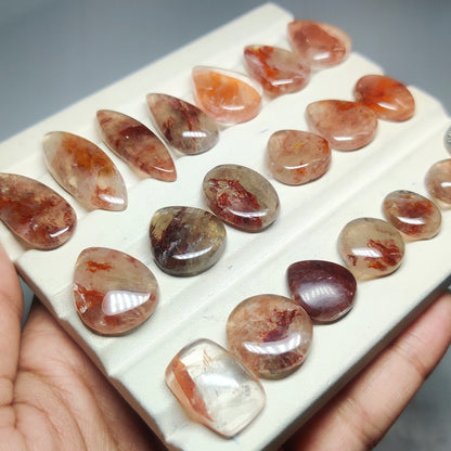 Hematite Quartz Gemstone Cabochons Natural Hematite Quartz Cabochons for Jewelry Making, Loose Quartz Stones, High Quality Polished Gems