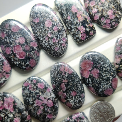 Natural Ruby Fall Jasper Gemstone Cabochons | Pink Pattern Stone for Rings, Pendants
