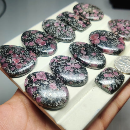 Natural Ruby Fall Jasper Gemstone Cabochons | Pink Pattern Stone for Rings, Pendants