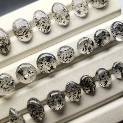 Black Dot Quartz Cabochons for Jewelry Making | Natural Quartz Gemstone