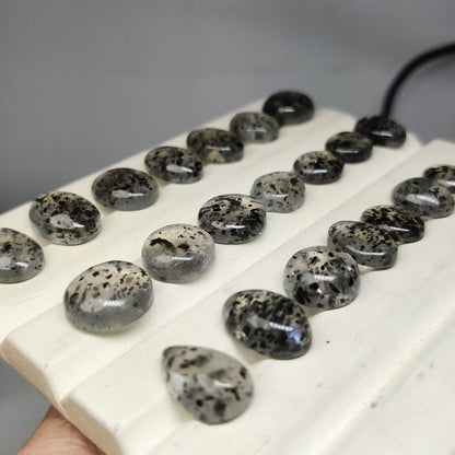 Black Dot Quartz Cabochons for Jewelry Making | Natural Quartz Gemstone