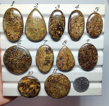 Bronzite Gemstone Cabochons Natural Bronzite Cabochons for Jewelry Making, Loose Bronzite Stones, High Quality Polished Gems