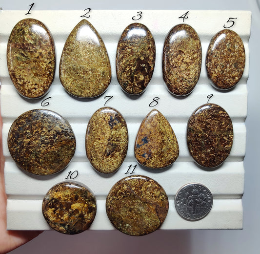 Bronzite Gemstone Cabochons Natural Bronzite Cabochons for Jewelry Making, Loose Bronzite Stones, High Quality Polished Gems