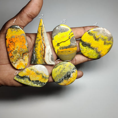 Natural Bumble Bee Jasper Gemstone Cabochons | Yellow Orange Stone for Rings, Pendants