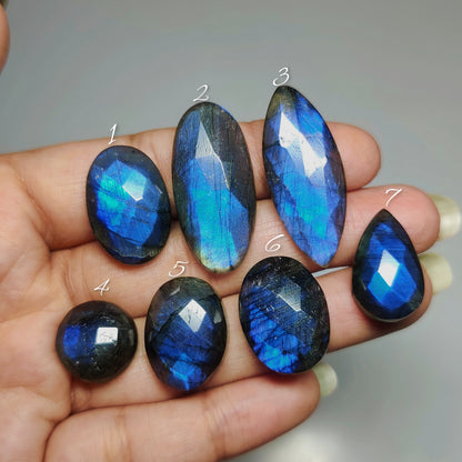 Blue Labradorite Gemstone Cabochons Natural Blue Labradorite Cabochons for Jewelry Making, Loose Flashy Stones, High Quality Polished Gems