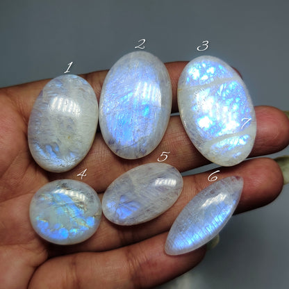 Moonstone Cabochons for Jewelry Making | Natural Rainbow Moonstone Gemstone