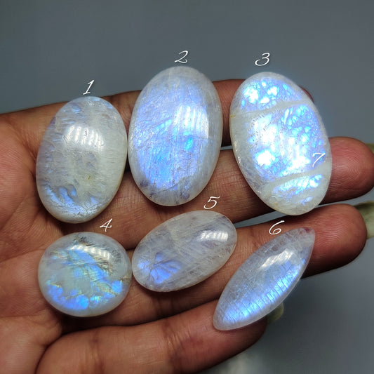 Moonstone Cabochons for Jewelry Making | Natural Rainbow Moonstone Gemstone