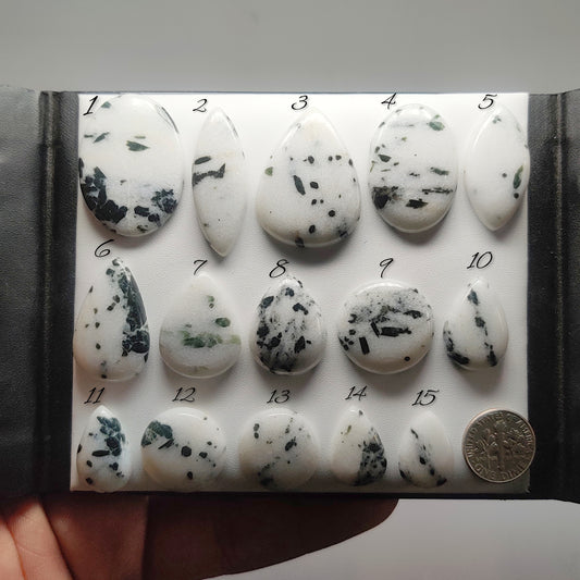 Natural Green Dot Agate Gemstone Cabochons | Pattern Stone for Rings, Pendants