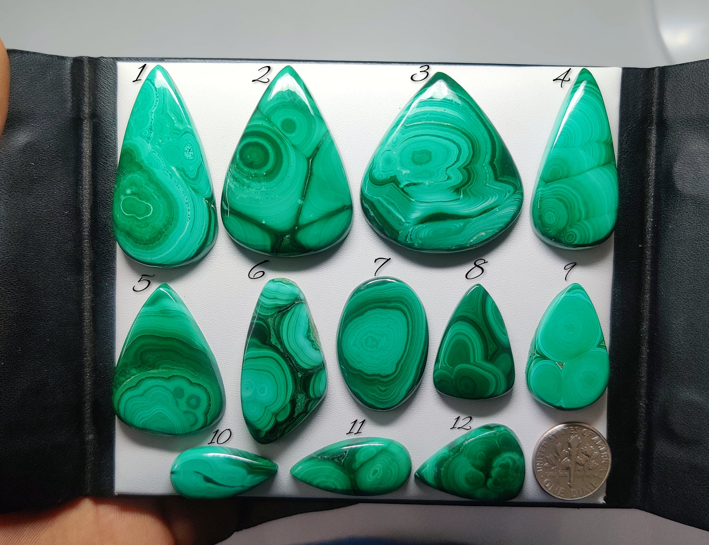 Natural Malachite Gemstone Cabochons | Green Pattern Stone for Rings, Pendants