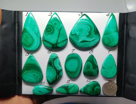 Natural Malachite Gemstone Cabochons | Green Pattern Stone for Rings, Pendants