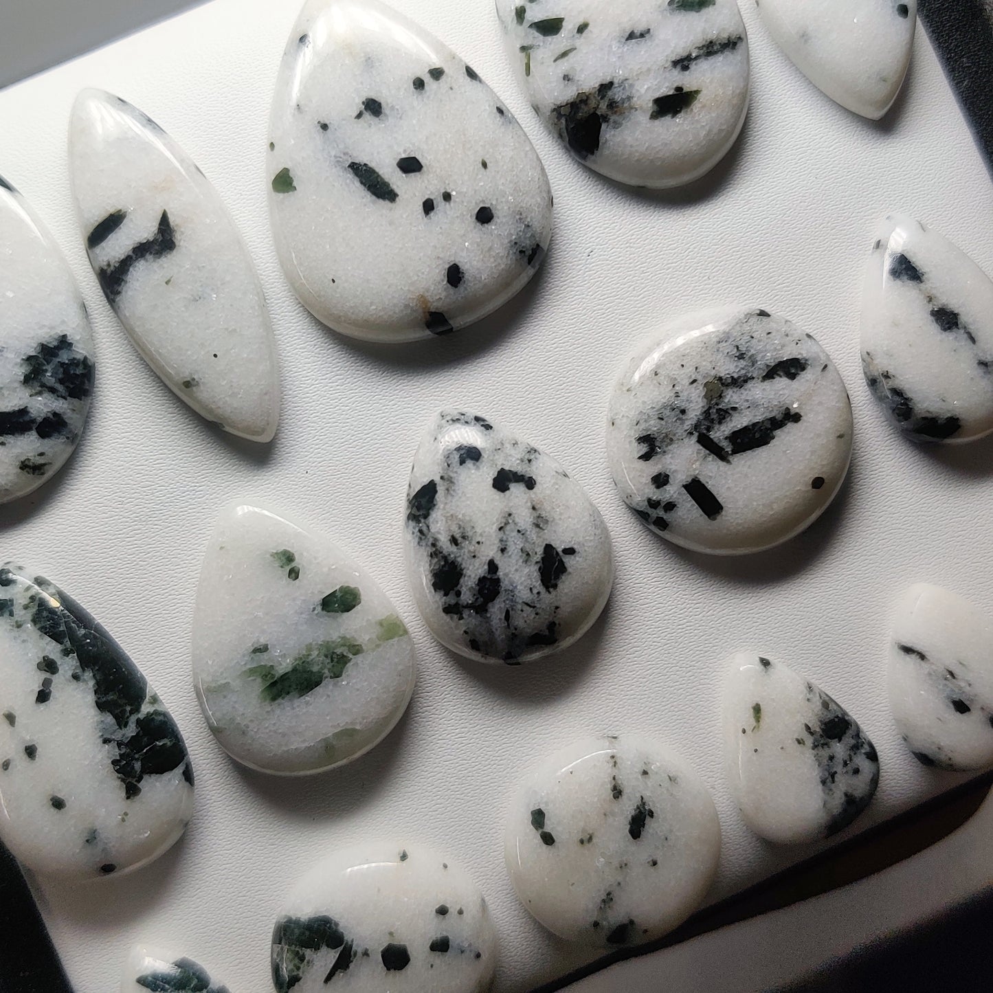 Natural Green Dot Agate Gemstone Cabochons | Pattern Stone for Rings, Pendants