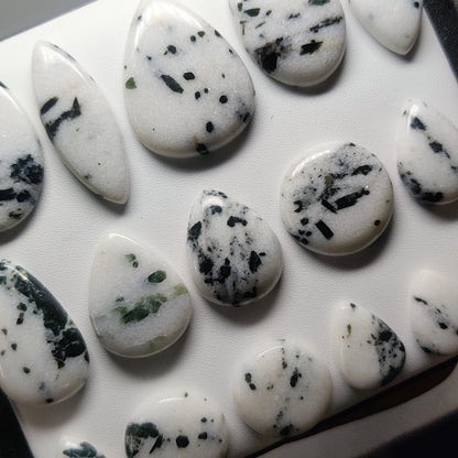 Natural Green Dot Agate Gemstone Cabochons | Pattern Stone for Rings, Pendants