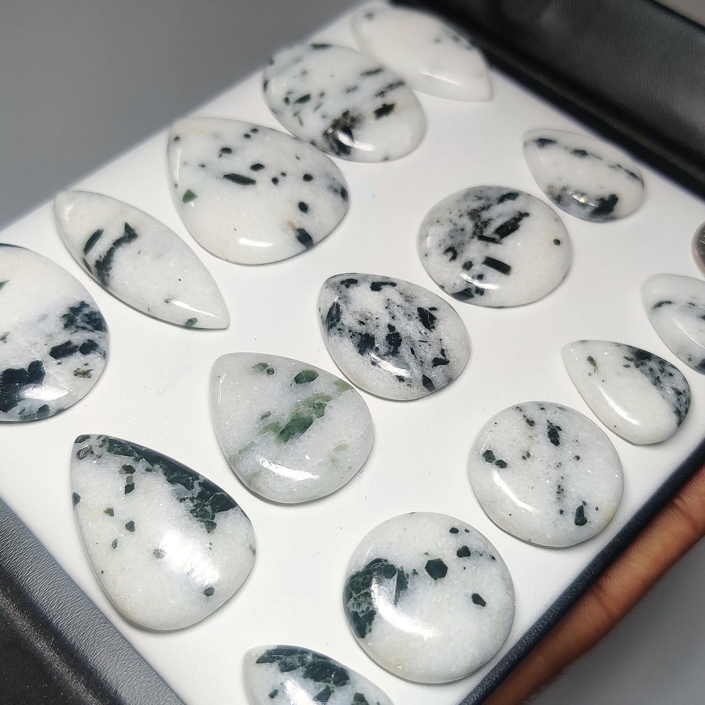 Natural Green Dot Agate Gemstone Cabochons | Pattern Stone for Rings, Pendants