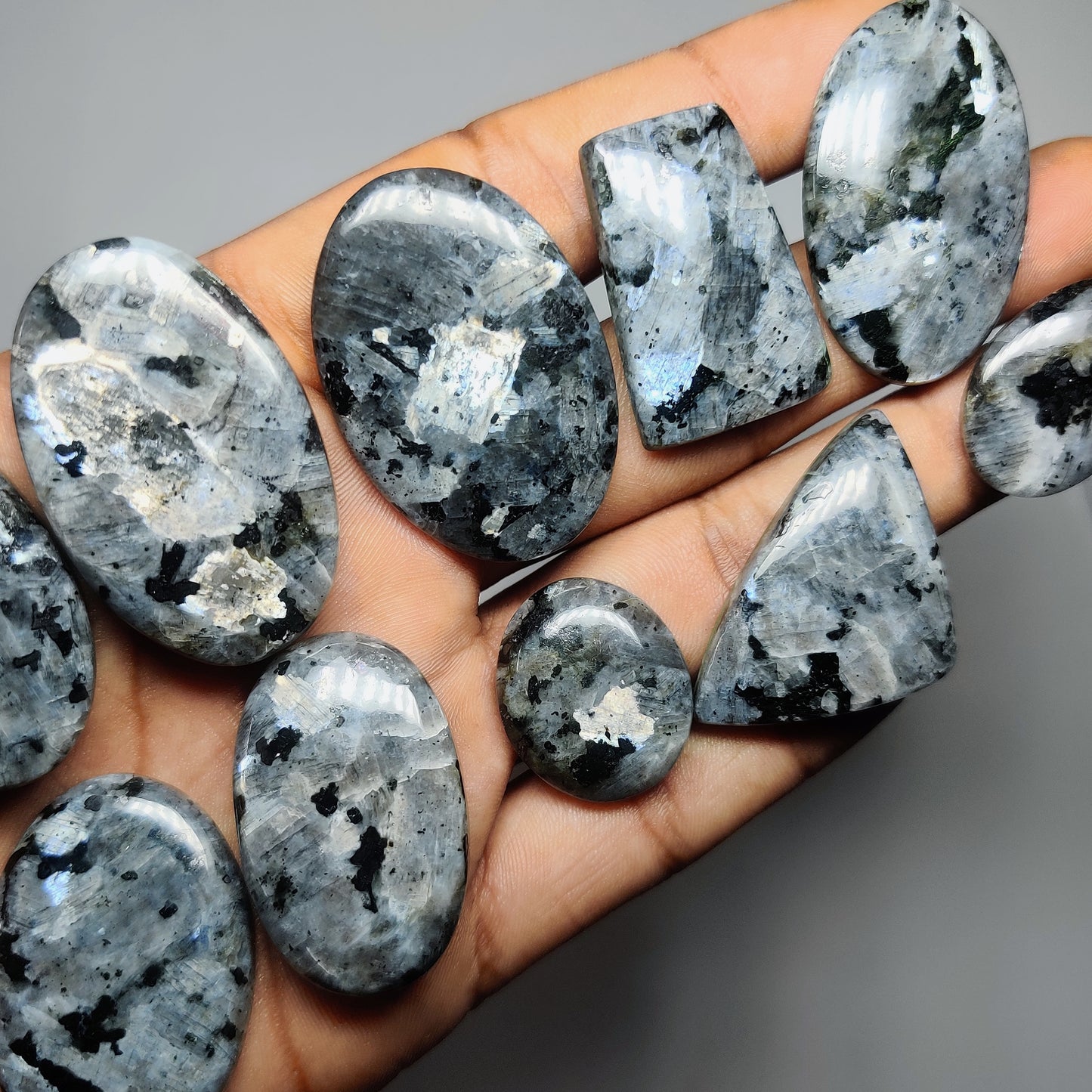 Larvikite Gemstone Cabochons Natural Larvikite Cabochons for Jewelry Making, Loose Flashy Stones, High Quality Polished Gems